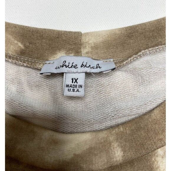 White Birch Beige Taupe Cream Tye Dye‎ Ruffle Cold Shoulder Top Sz 1X - Picture 4 of 7